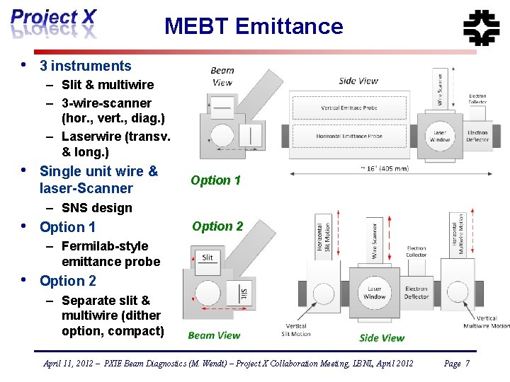 MEBT Emittance • 3 instruments – Slit & multiwire – 3 -wire-scanner (hor. ,