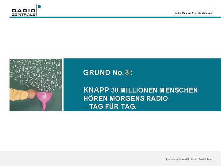 Radio. Geht ins Ohr. Bleibt im Kopf. GRUND No. 3 : KNAPP 30 MILLIONEN