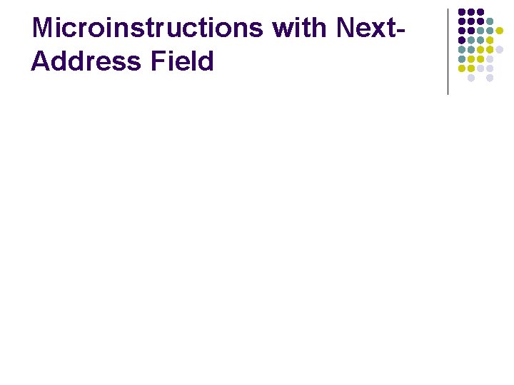 Microinstructions with Next. Address Field 