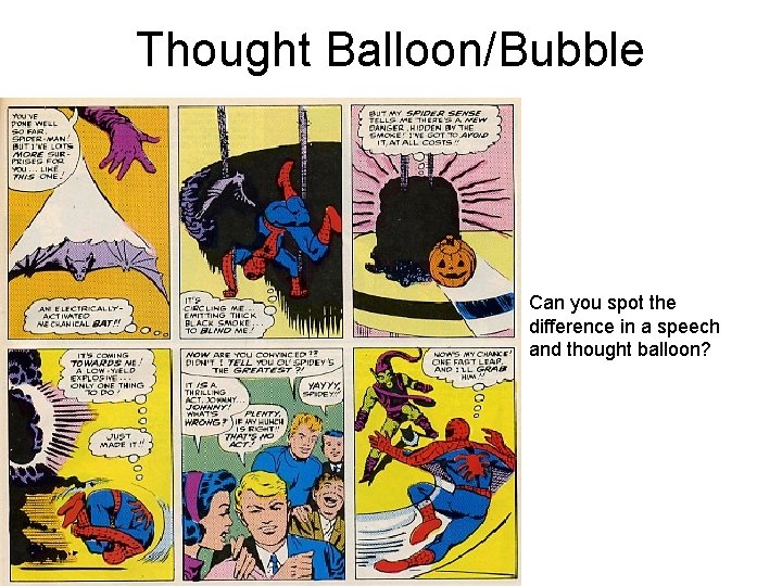 Thought Balloon/Bubble Can you spot the difference in a speech and thought balloon? 