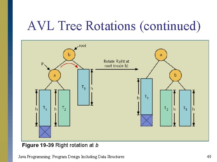 AVL Tree Rotations (continued) Figure 19 -39 Right rotation at b Java Programming: Program