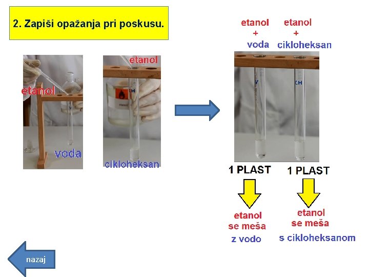 2. Zapiši opažanja pri poskusu. nazaj 