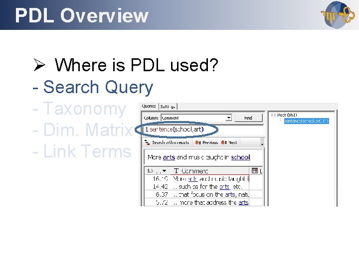 PDL Overview Outline Ø Where is PDL used? - Search Query - Taxonomy -