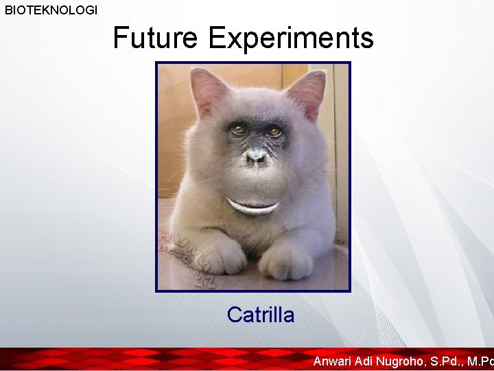 BIOTEKNOLOGI Future Experiments Catrilla Anwari Adi Nugroho, S. Pd. , M. Pd 