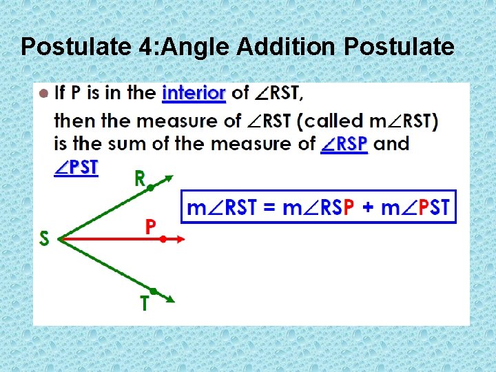 Postulate 4: Angle Addition Postulate 