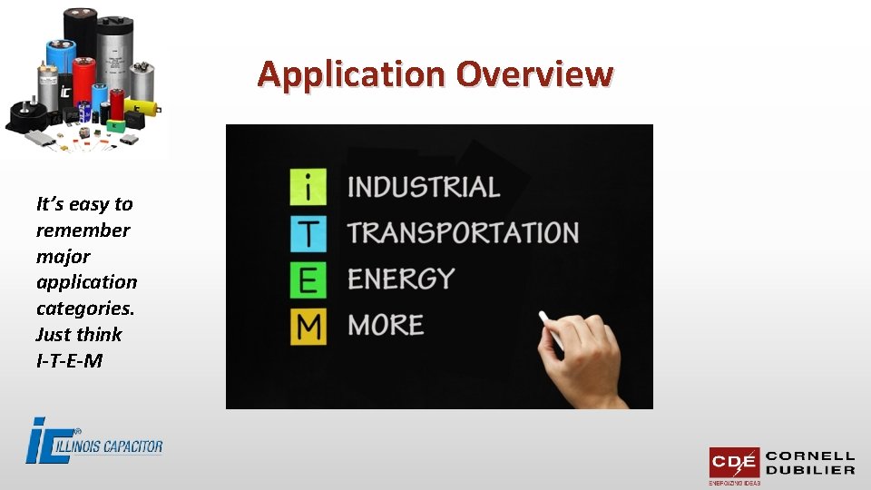 Application Overview It’s easy to remember major application categories. Just think I-T-E-M 