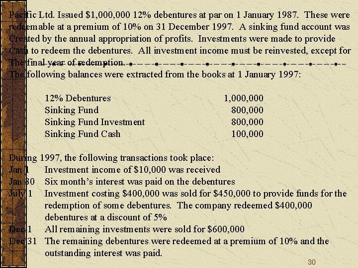 Pacific Ltd. Issued $1, 000 12% debentures at par on 1 January 1987. These Pacific Ltd. Issued $1, 000 12% debentures at par on 1 January 1987. These