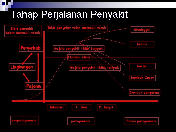 Tahap Perjalanan Penyakit Bibit penyakit belum memsuki tubuh Penyebab Bibit penyakit telah memsuki tubuh