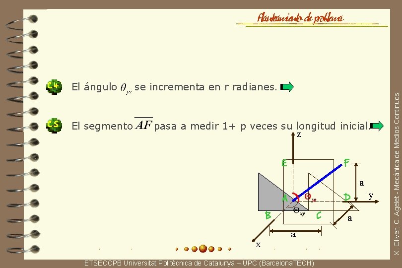 Planteamiento de problema El ángulo C 5 El segmento se incrementa en r radianes.