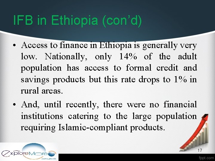 IFB in Ethiopia (con’d) • Access to finance in Ethiopia is generally very low.