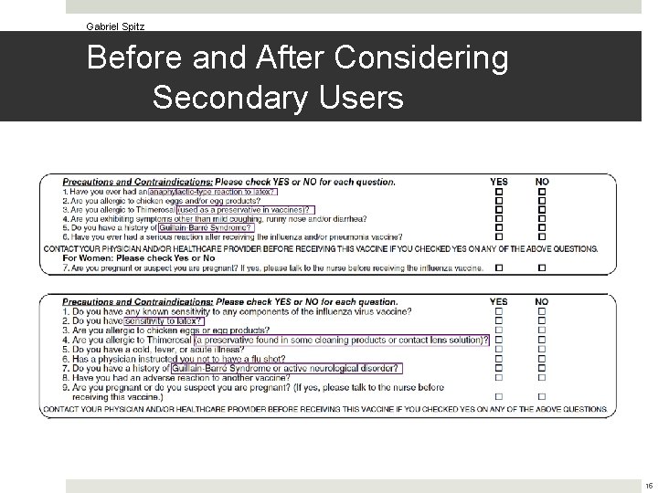 Gabriel Spitz Before and After Considering Secondary Users 15 