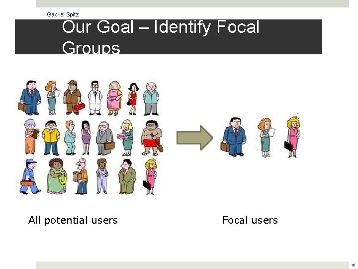Gabriel Spitz Our Goal – Identify Focal Groups All potential users Focal users 16