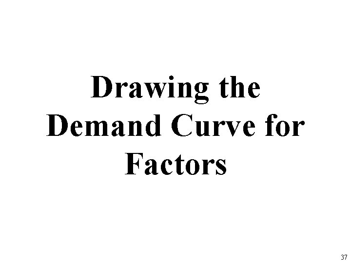 Drawing the Demand Curve for Factors 37 