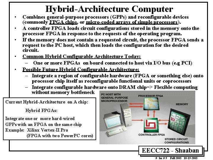  • • • Hybrid-Architecture Computer Combines general-purpose processors (GPPs) and reconfigurable devices (commonly