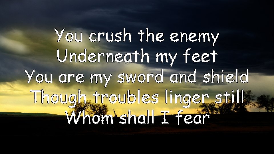 You crush the enemy Underneath my feet You are my sword and shield Though