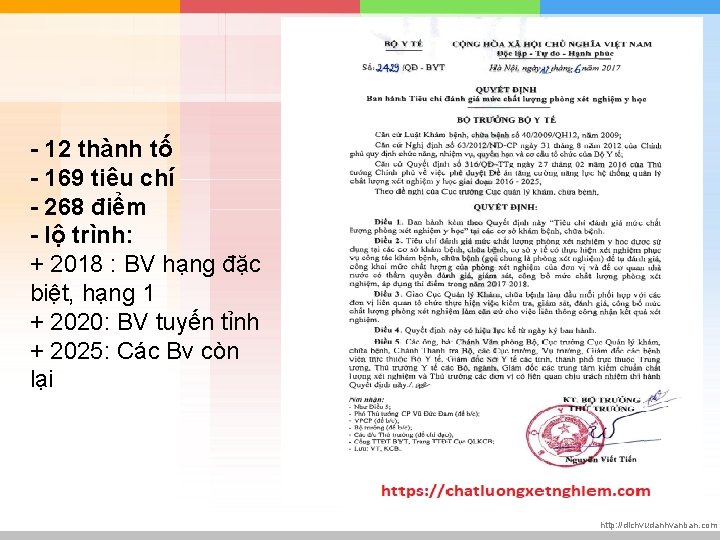 - 12 thành tố - 169 tiêu chí - 268 điểm - lộ trình: