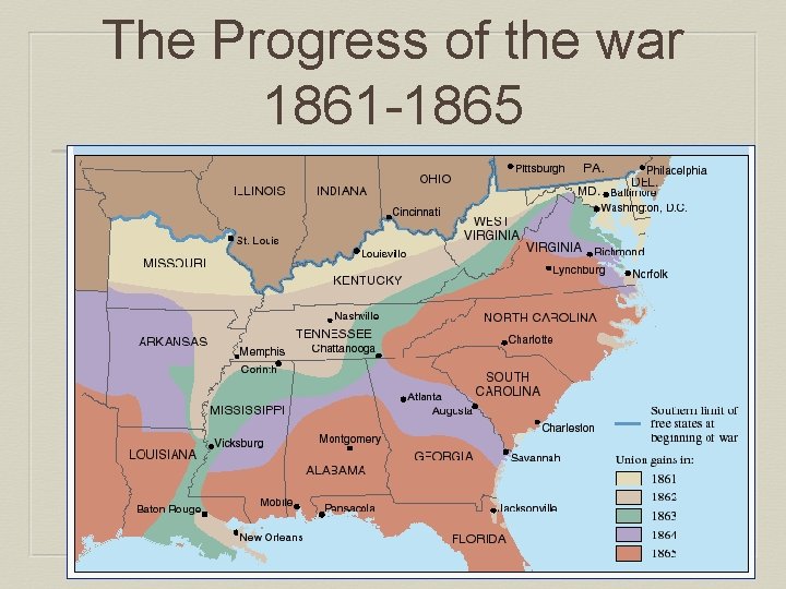 The Progress of the war 1861 -1865 