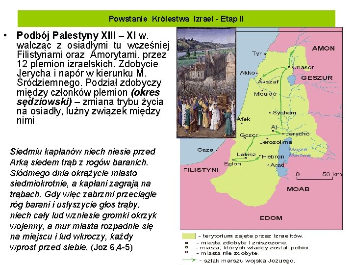 Powstanie Królestwa Izrael - Etap II • Podbój Palestyny XIII – XI w. walcząc