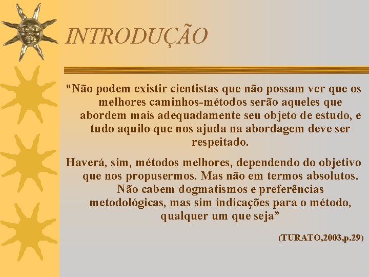 INTRODUÇÃO “Não podem existir cientistas que não possam ver que os melhores caminhos-métodos serão