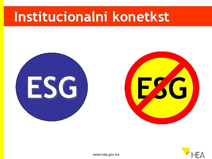 Institucionalni konetkst ESG www. hea. gov. ba 