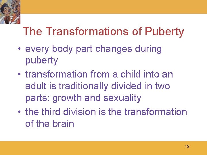 The Transformations of Puberty • every body part changes during puberty • transformation from
