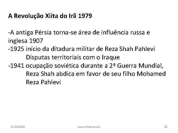 A Revolução Xiita do Irã 1979 -A antiga Pérsia torna-se área de influência russa