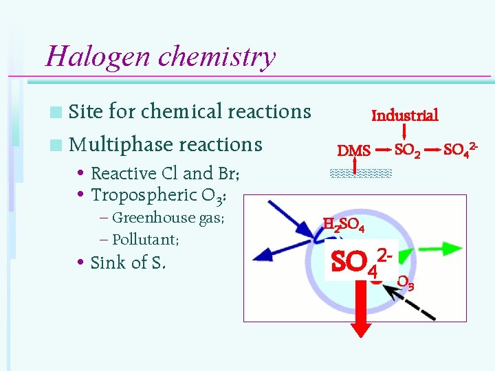 Halogen chemistry Site for chemical reactions n Multiphase reactions n Industrial DMS SO 2