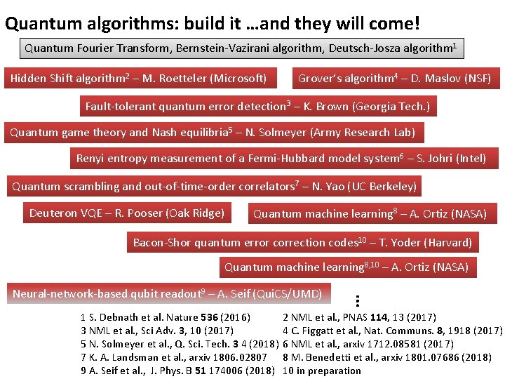 Quantum algorithms: build it …and they will come! Quantum Fourier Transform, Bernstein-Vazirani algorithm, Deutsch-Josza
