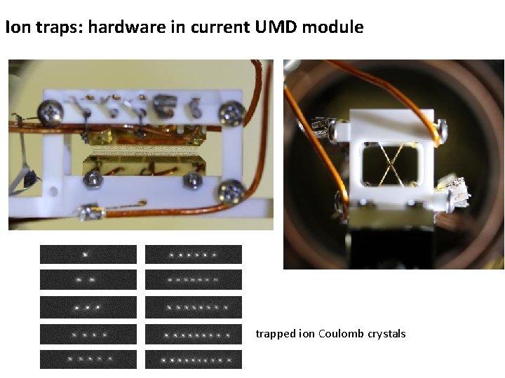 Ion traps: hardware in current UMD module trapped ion Coulomb crystals 