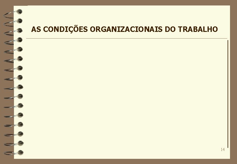 AS CONDIÇÕES ORGANIZACIONAIS DO TRABALHO 14 