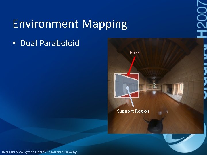 Environment Mapping • Dual Paraboloid Error Support Region Real-time Shading with Filtered Importance Sampling