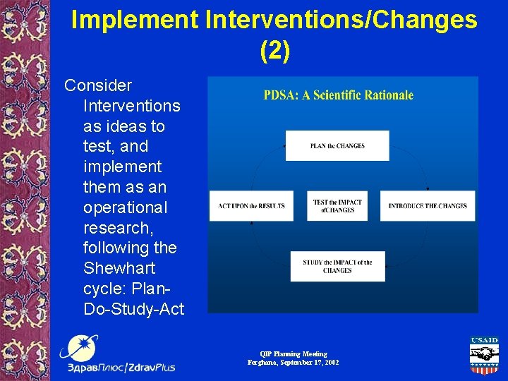 Implement Interventions/Changes (2) Consider Interventions as ideas to test, and implement them as an