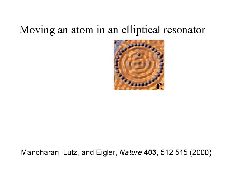 Moving an atom in an elliptical resonator Manoharan, Lutz, and Eigler, Nature 403, 512.