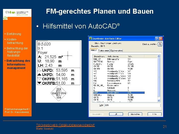 FM-gerechtes Planen und Bauen • Hilfsmittel von Auto. CAD® • Einführung • Kostenbetrachtung •