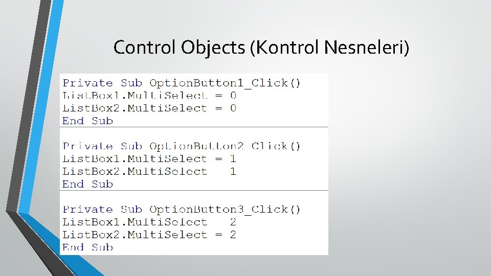 Control Objects (Kontrol Nesneleri) Örnek Uygulama 