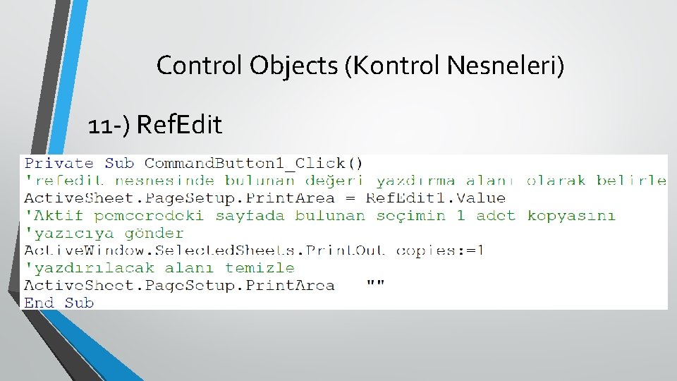 Control Objects (Kontrol Nesneleri) 11 -) Ref. Edit 