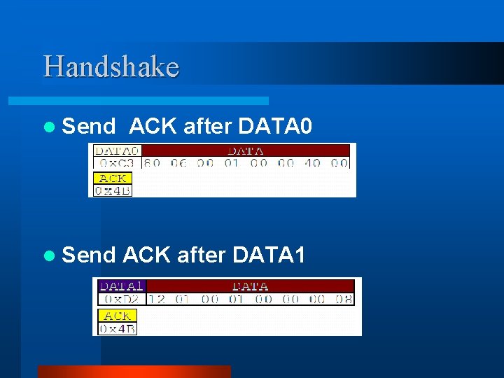 Handshake l Send ACK after DATA 0 ACK after DATA 1 Handshake l Send ACK after DATA 0 ACK after DATA 1