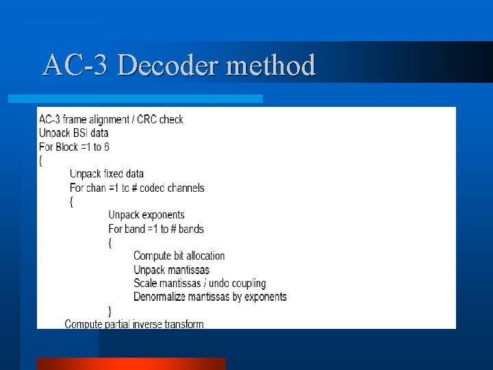AC-3 Decoder method AC-3 Decoder method