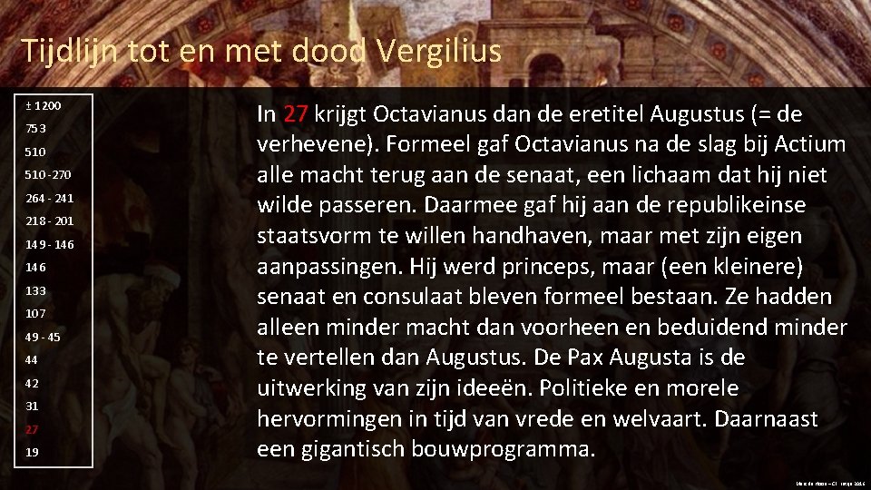 Tijdlijn tot en met dood Vergilius ± 1200 753 510 -270 264 - 241