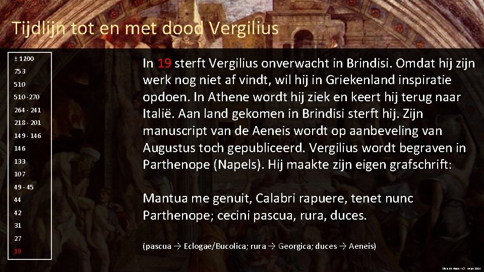 Tijdlijn tot en met dood Vergilius ± 1200 753 510 -270 264 - 241