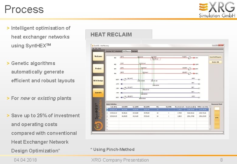 Process > Intelligent optimisation of heat exchanger networks HEAT RECLAIM using Synt. HEXTM >