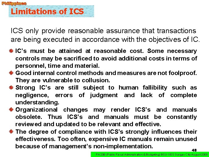 Limitations of ICS only provide reasonable assurance that transactions are being executed in accordance