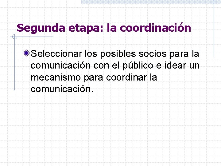 Segunda etapa: la coordinación Seleccionar los posibles socios para la comunicación con el público