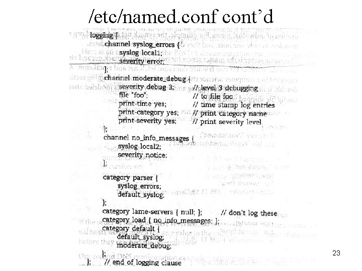 /etc/named. conf cont’d 23 