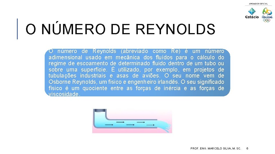 O NÚMERO DE REYNOLDS O número de Reynolds (abreviado como Re) é um número