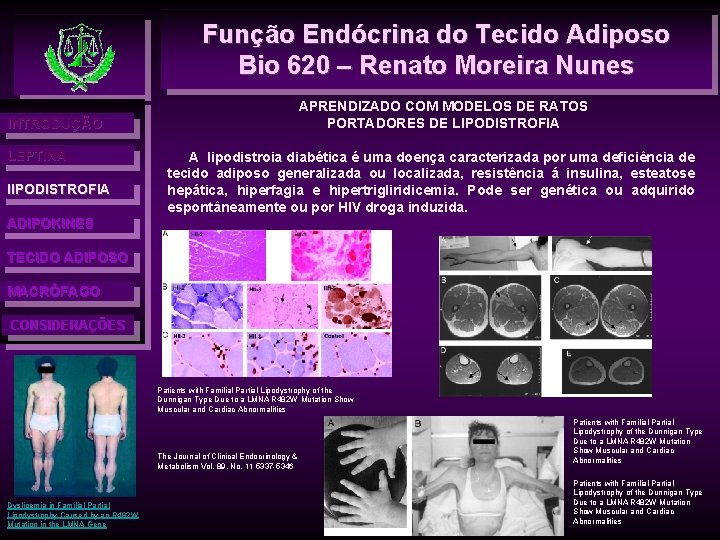 Função Endócrina do Tecido Adiposo Bio 620 – Renato Moreira Nunes INTRODUÇÃO LEPTINA l.