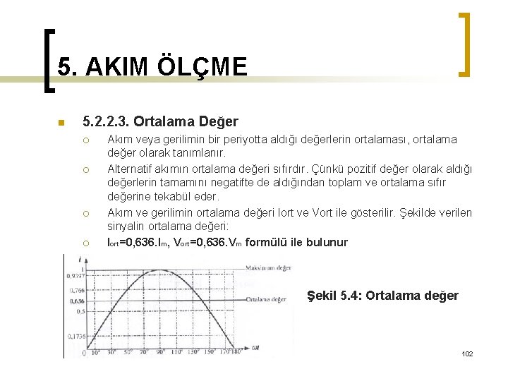 5. AKIM ÖLÇME n 5. 2. 2. 3. Ortalama Değer ¡ ¡ Akım veya