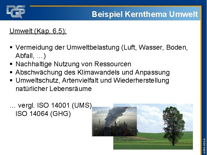 Beispiel Kernthema Umwelt (Kap. 6. 5): § Vermeidung der Umweltbelastung (Luft, Wasser, Boden, Abfall,