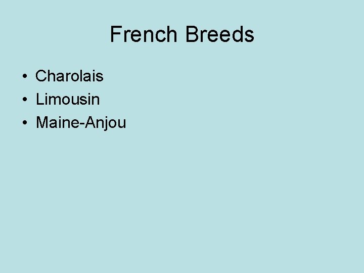 French Breeds • Charolais • Limousin • Maine-Anjou 