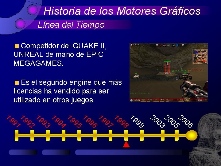 Historia de los Motores Gráficos Línea del Tiempo Competidor del QUAKE II, UNREAL de